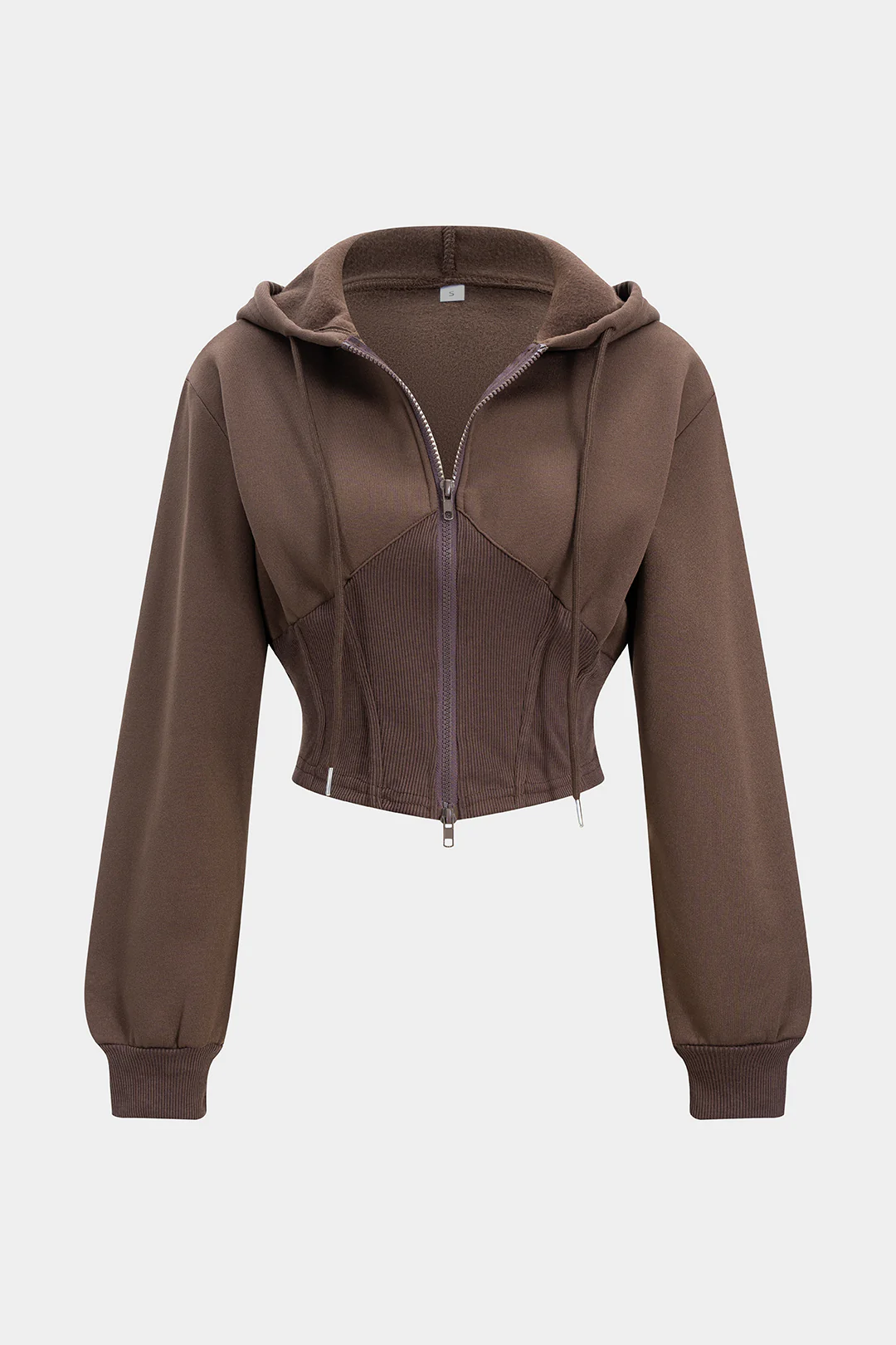 Drawstring Patchwork Hooded Sweatshirt - Image 2