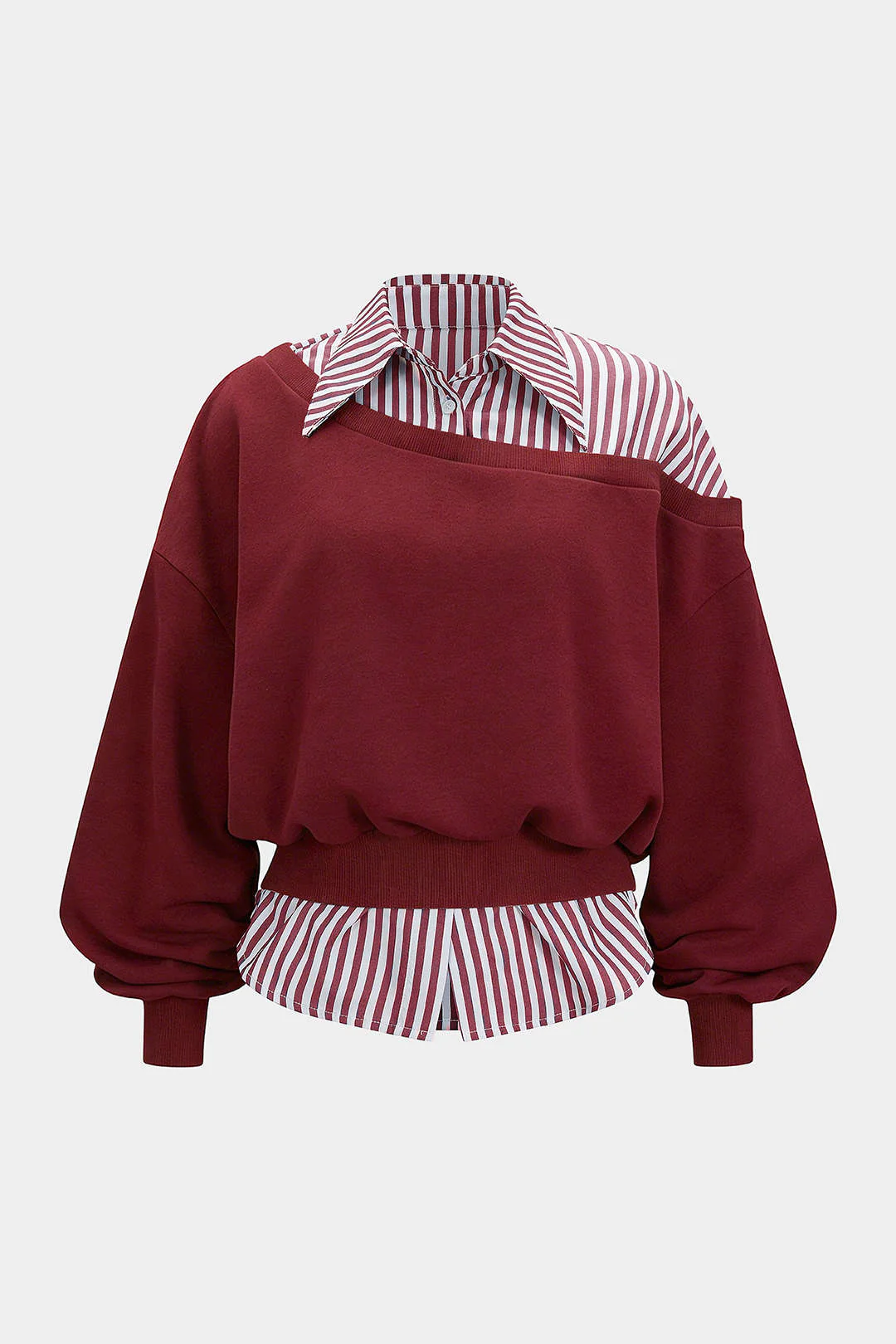 Patchwork Asymmetrical Long Sleeve Sweatshirt - Image 5