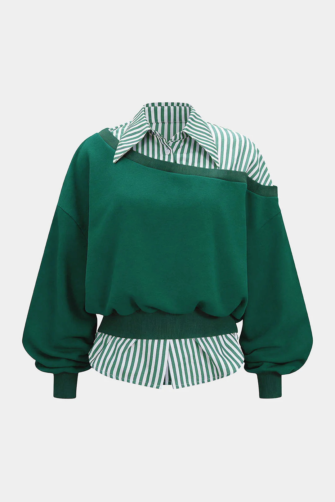 Patchwork Asymmetrical Long Sleeve Sweatshirt - Image 6
