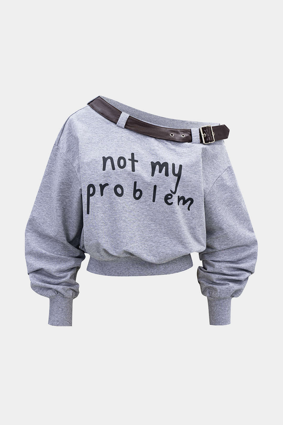 Letter Print One Shoulder Belt Sweatshirt