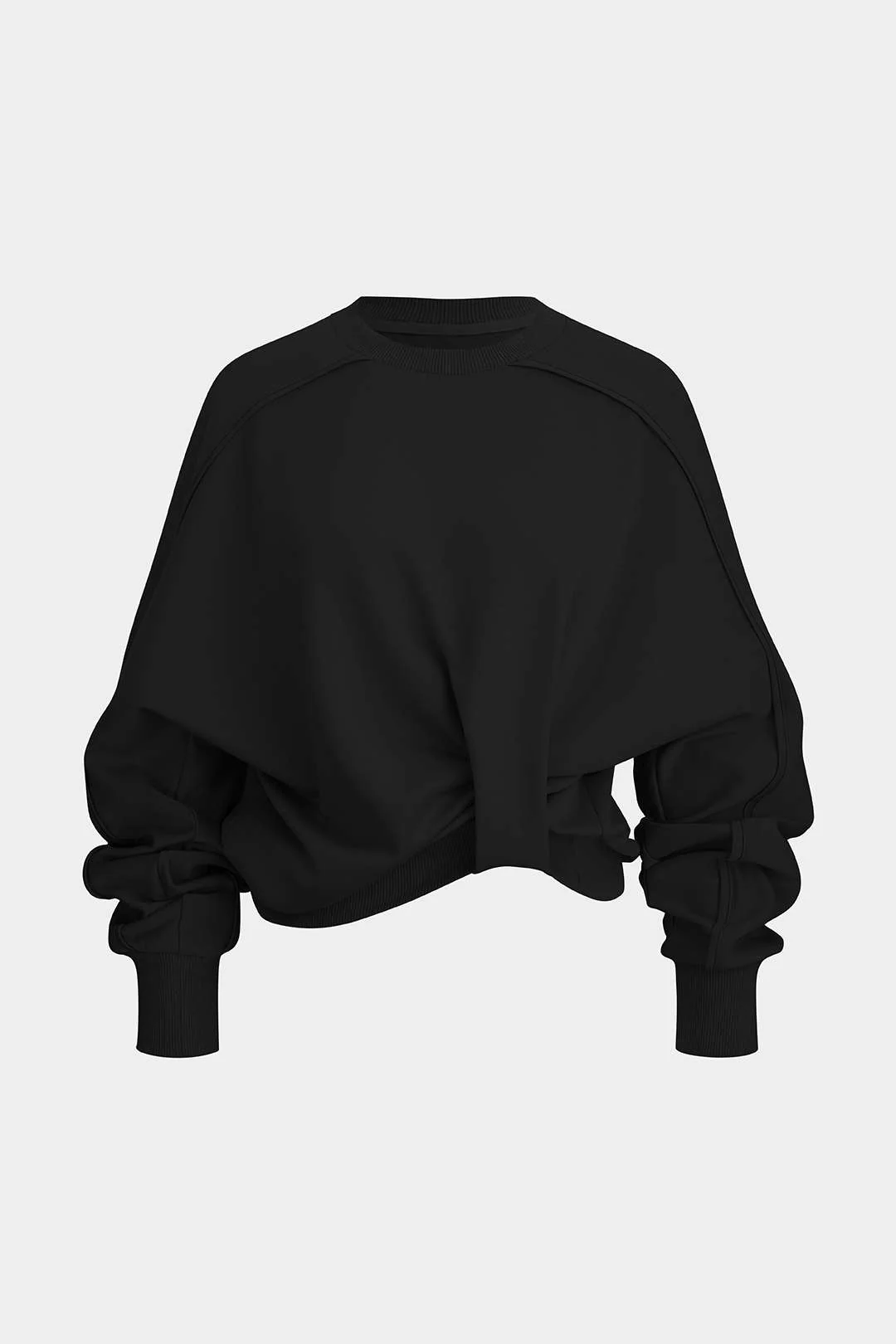 Round Neck Twist Knot Long Sleeve Sweatshirt - Image 10