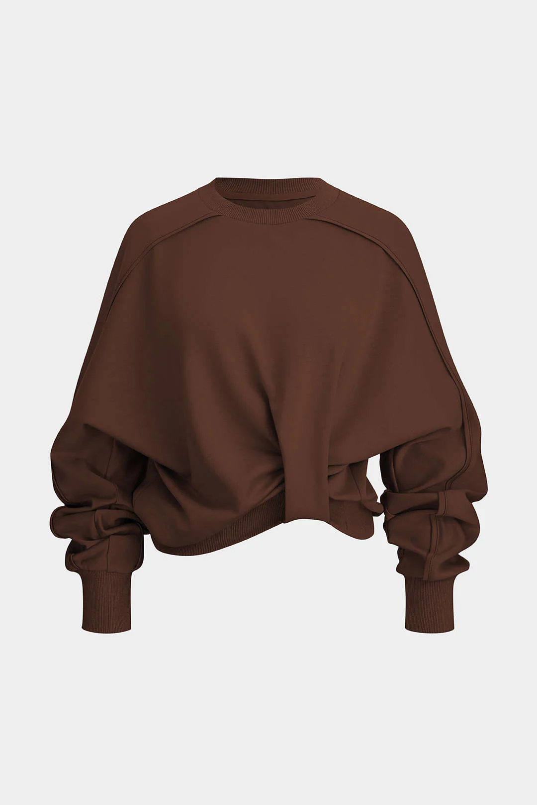 Round Neck Twist Knot Long Sleeve Sweatshirt - Image 11