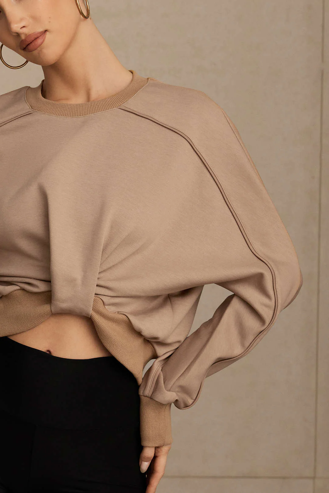 Round Neck Twist Knot Long Sleeve Sweatshirt - Image 4