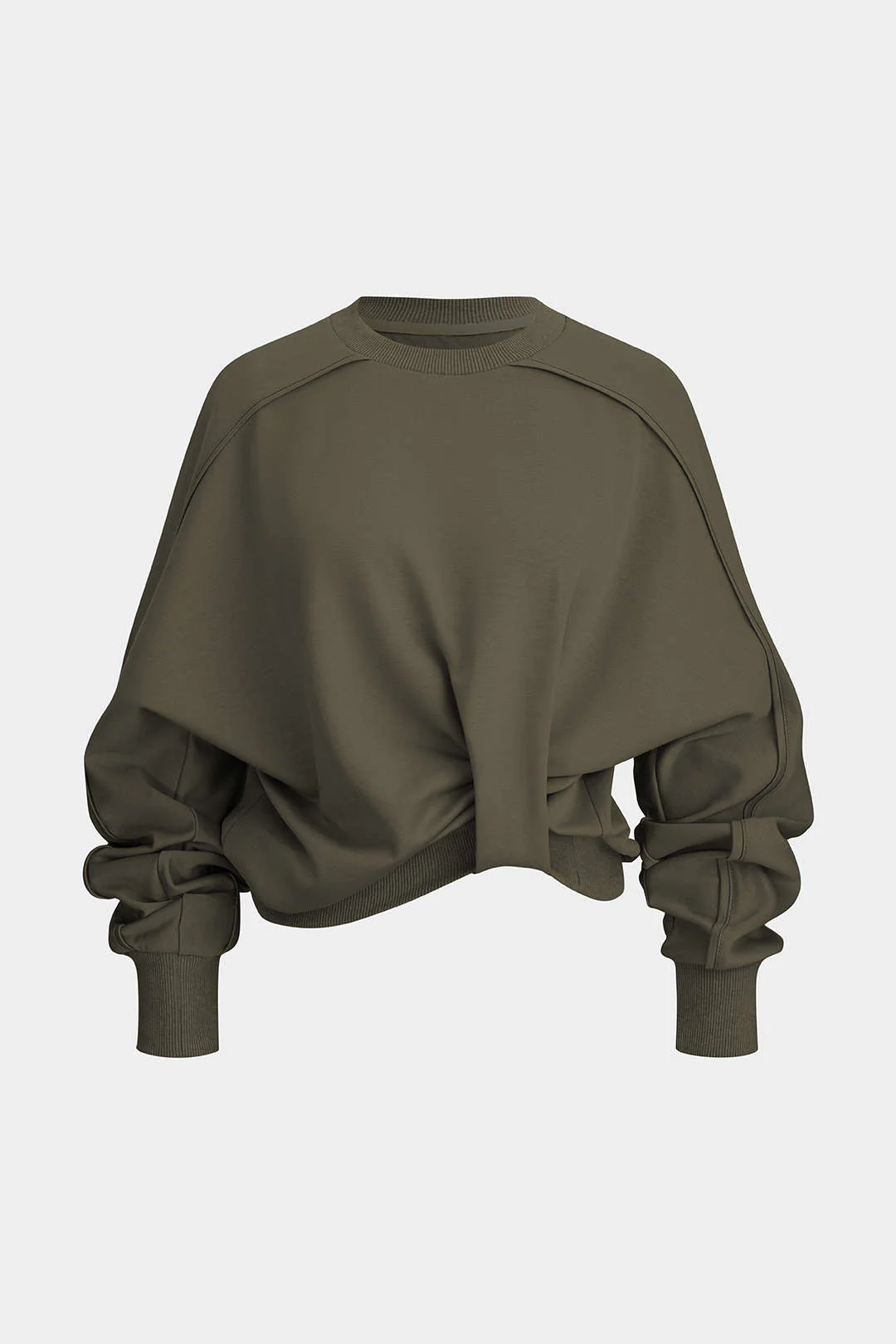 Round Neck Twist Knot Long Sleeve Sweatshirt - Image 9
