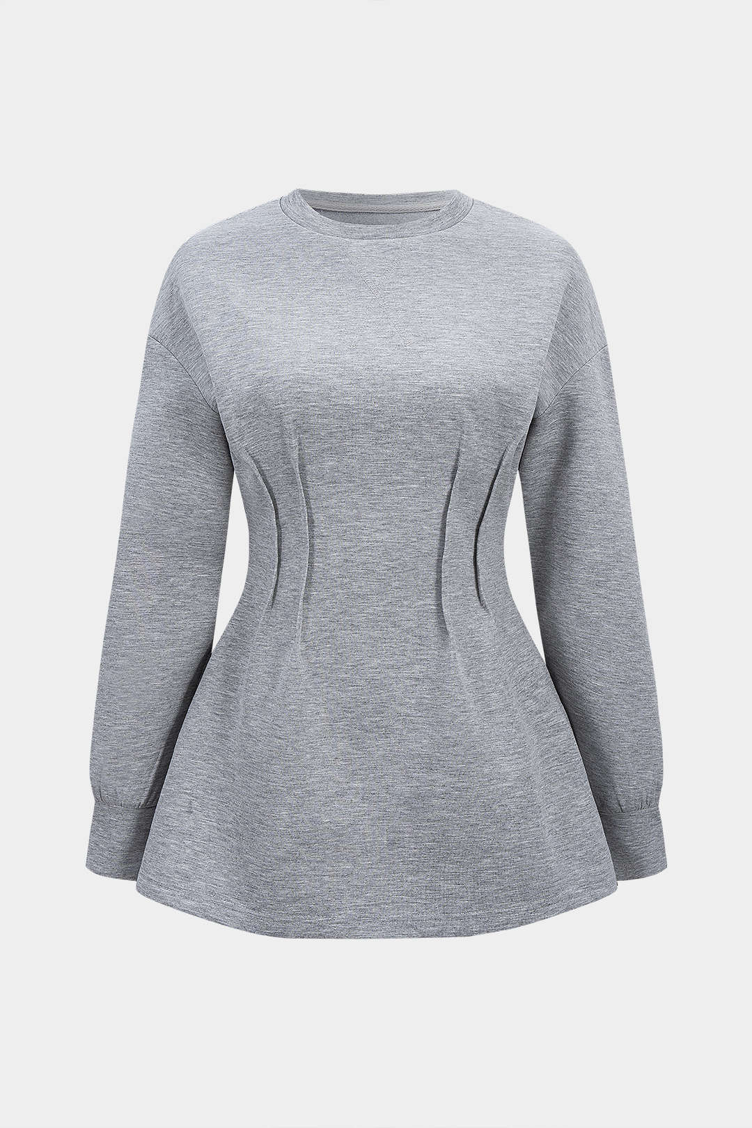 Round Neck Waist-Cinching Sweatshirt