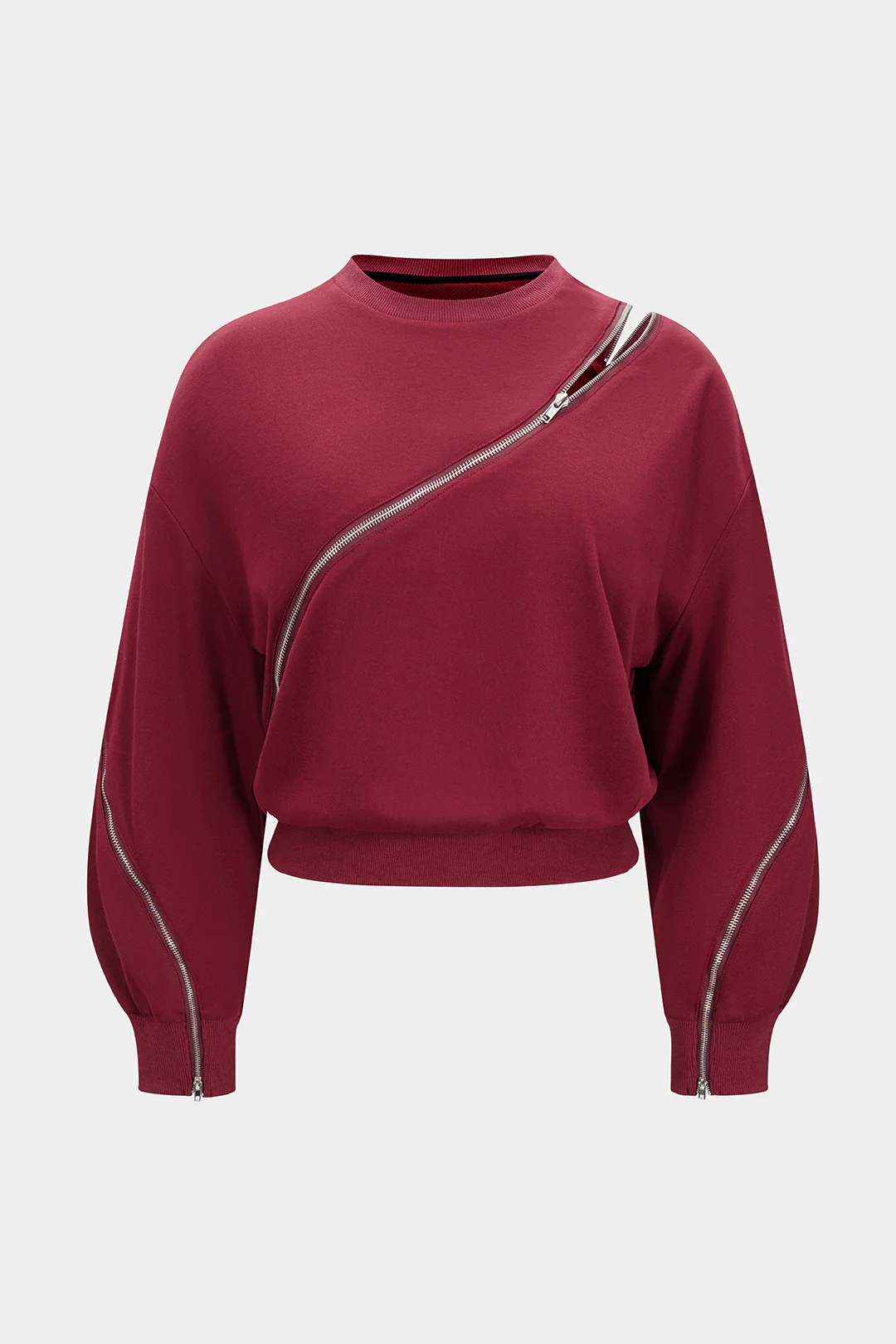 Plus Size Zipper Detail Long Sleeve Sweatshirt - Image 5