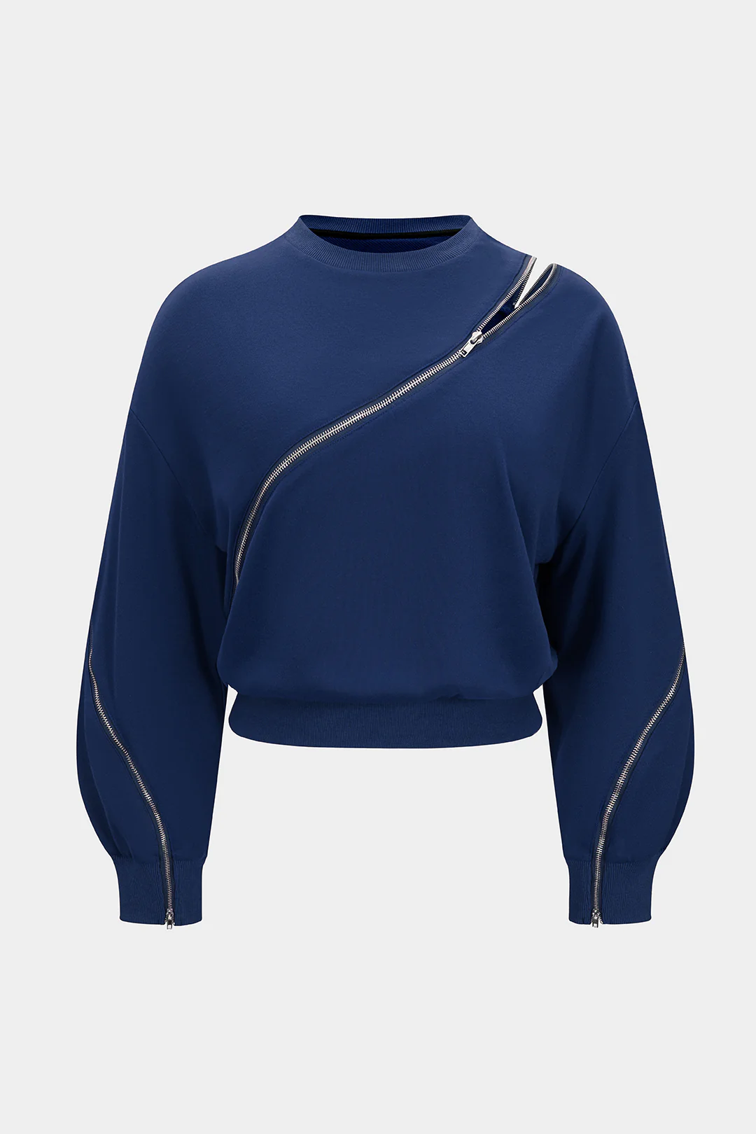 Plus Size Zipper Detail Long Sleeve Sweatshirt - Image 6