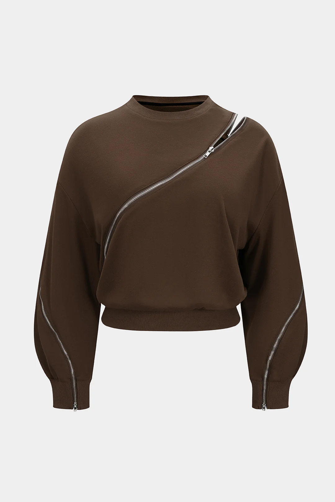 Plus Size Zipper Detail Long Sleeve Sweatshirt - Image 7