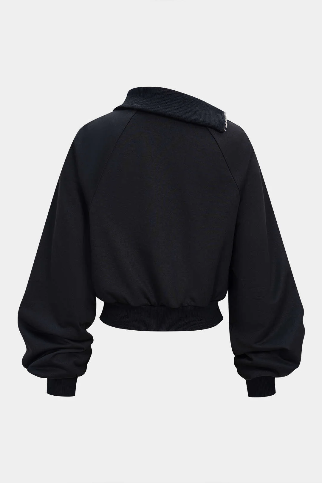 Asymmetrical Lapel Neck Zipper Sweatshirt - Image 2