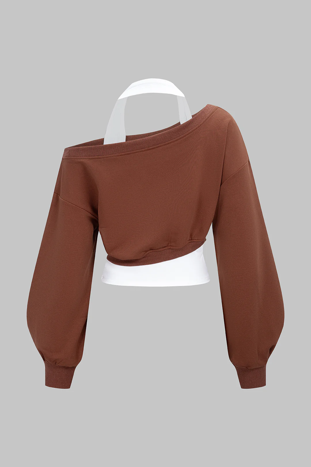 Halter Asymmetrical Long Sleeve Sweatshirt - Image 2