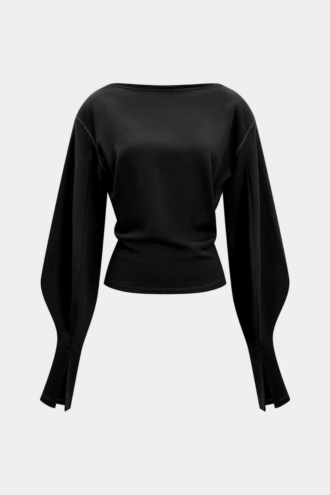 Off Shoulder Slit Corset Waist Gigot Sleeve Sweatshirt