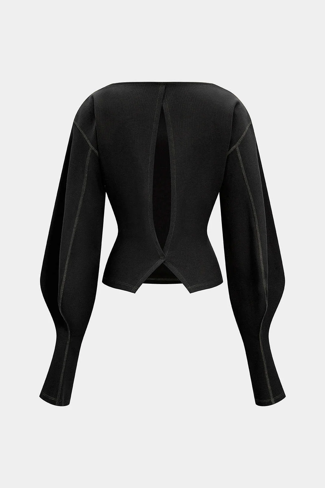 Off Shoulder Slit Corset Waist Gigot Sleeve Sweatshirt - Image 2