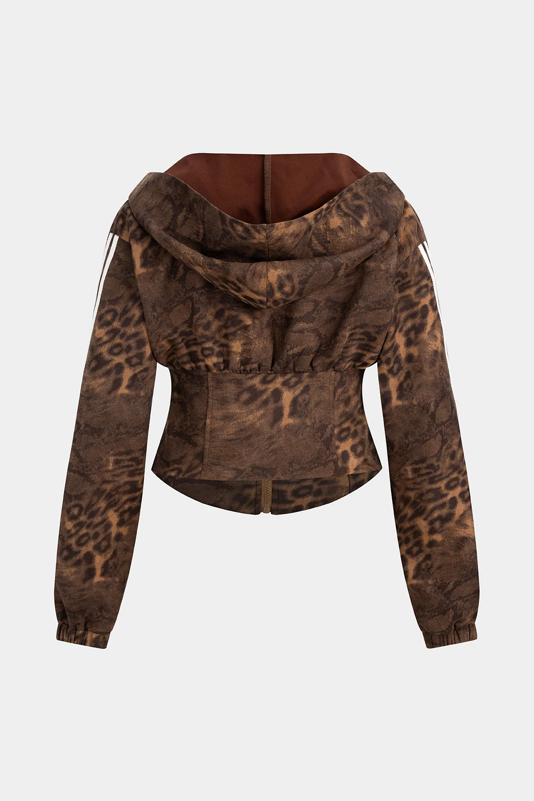 Plus Size Leopard Print Zipper Hoodie - Image 3