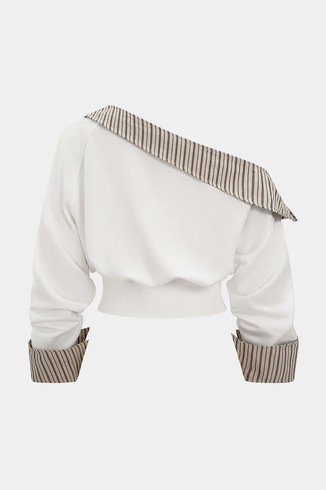 One Shoulder Patchwork Sweatshirt - Image 2