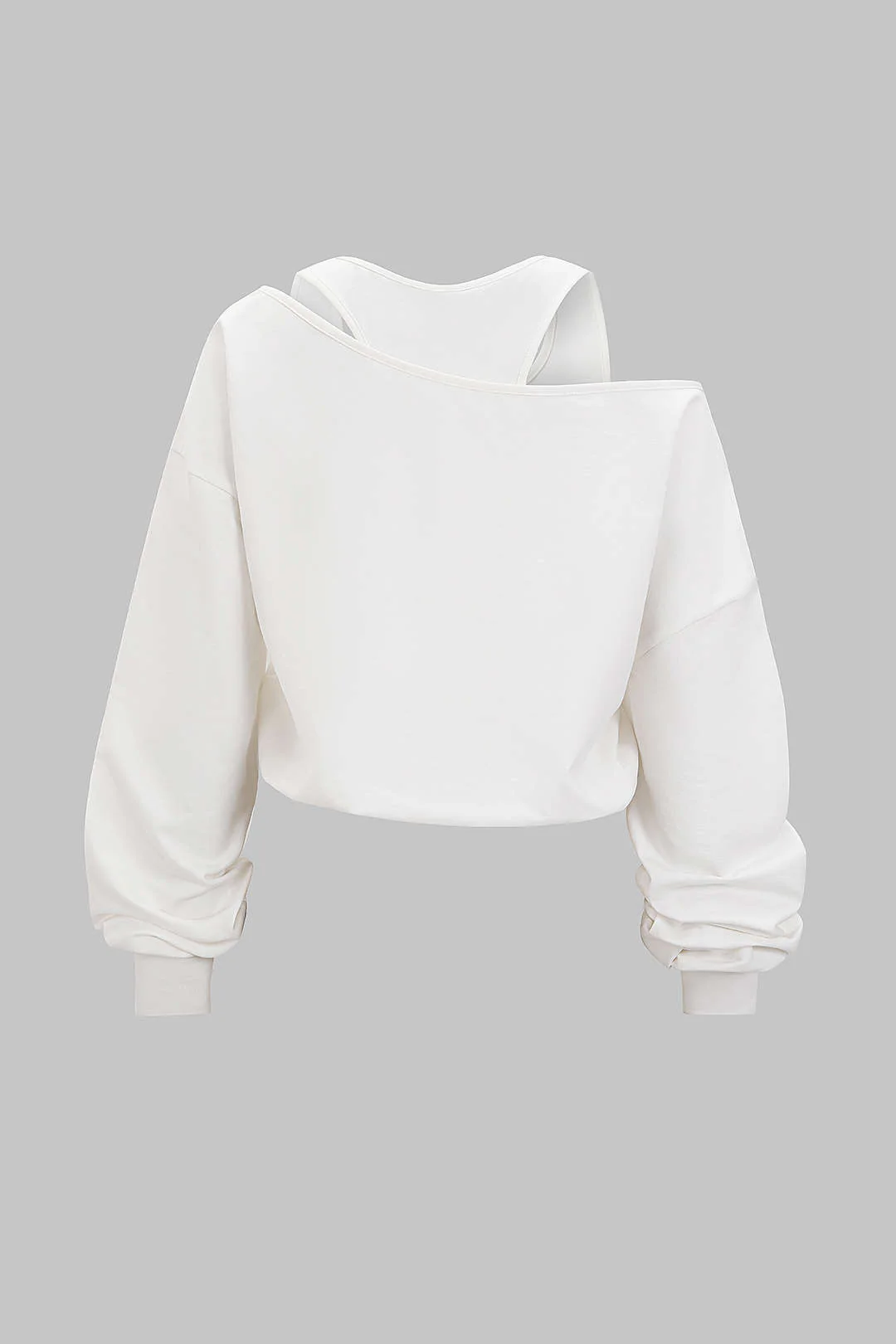 Round Neck One Shoulder Sweatshirt - Image 2