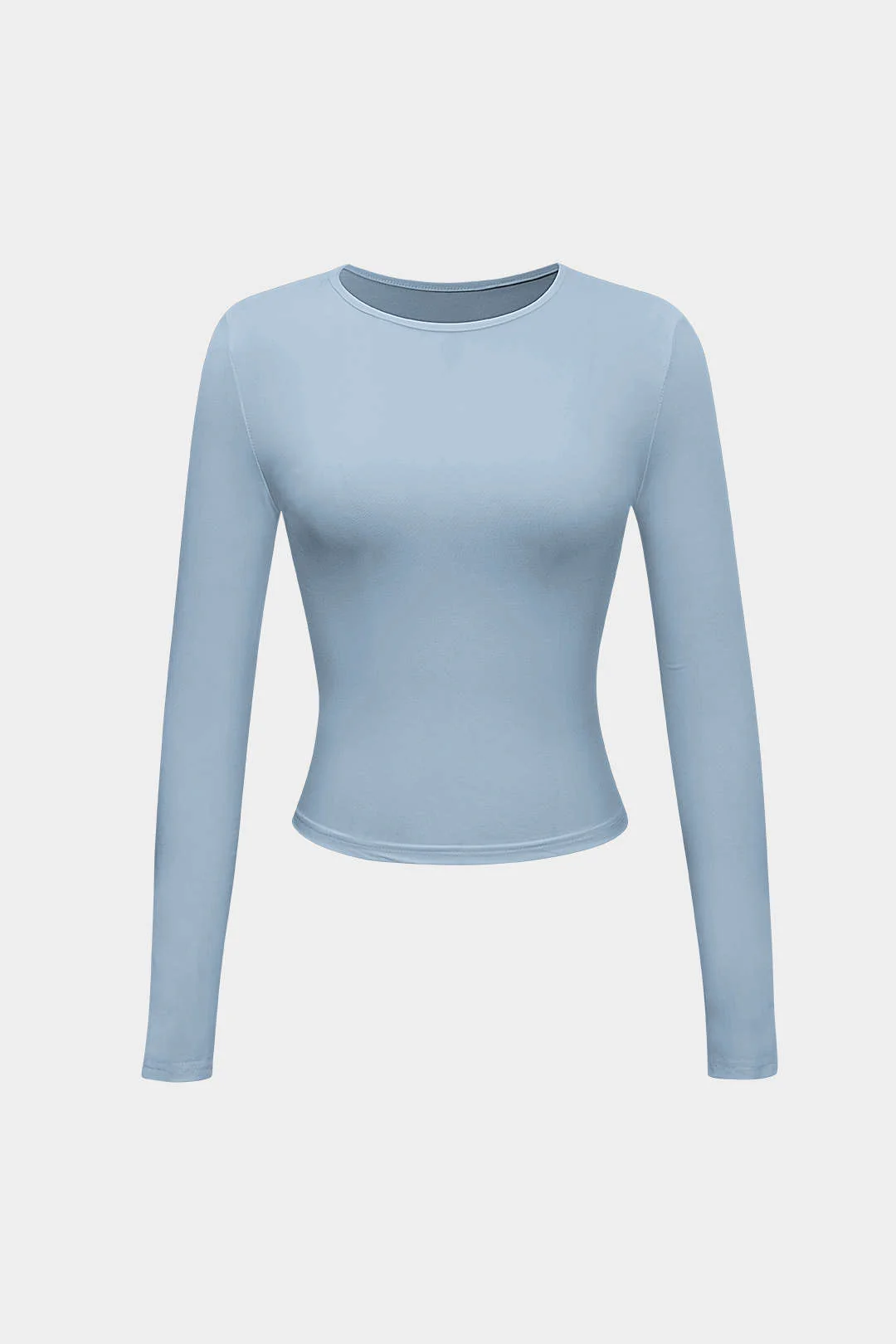 Basic Solid Round Neck Long Sleeve Top - Image 10