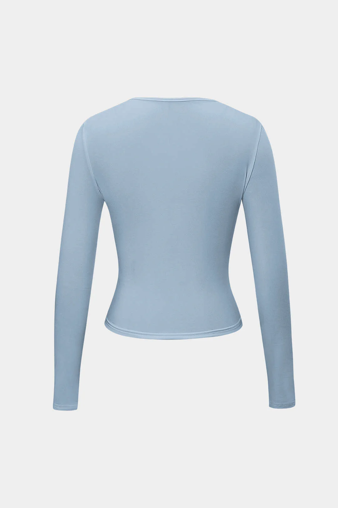 Basic Solid Round Neck Long Sleeve Top - Image 11