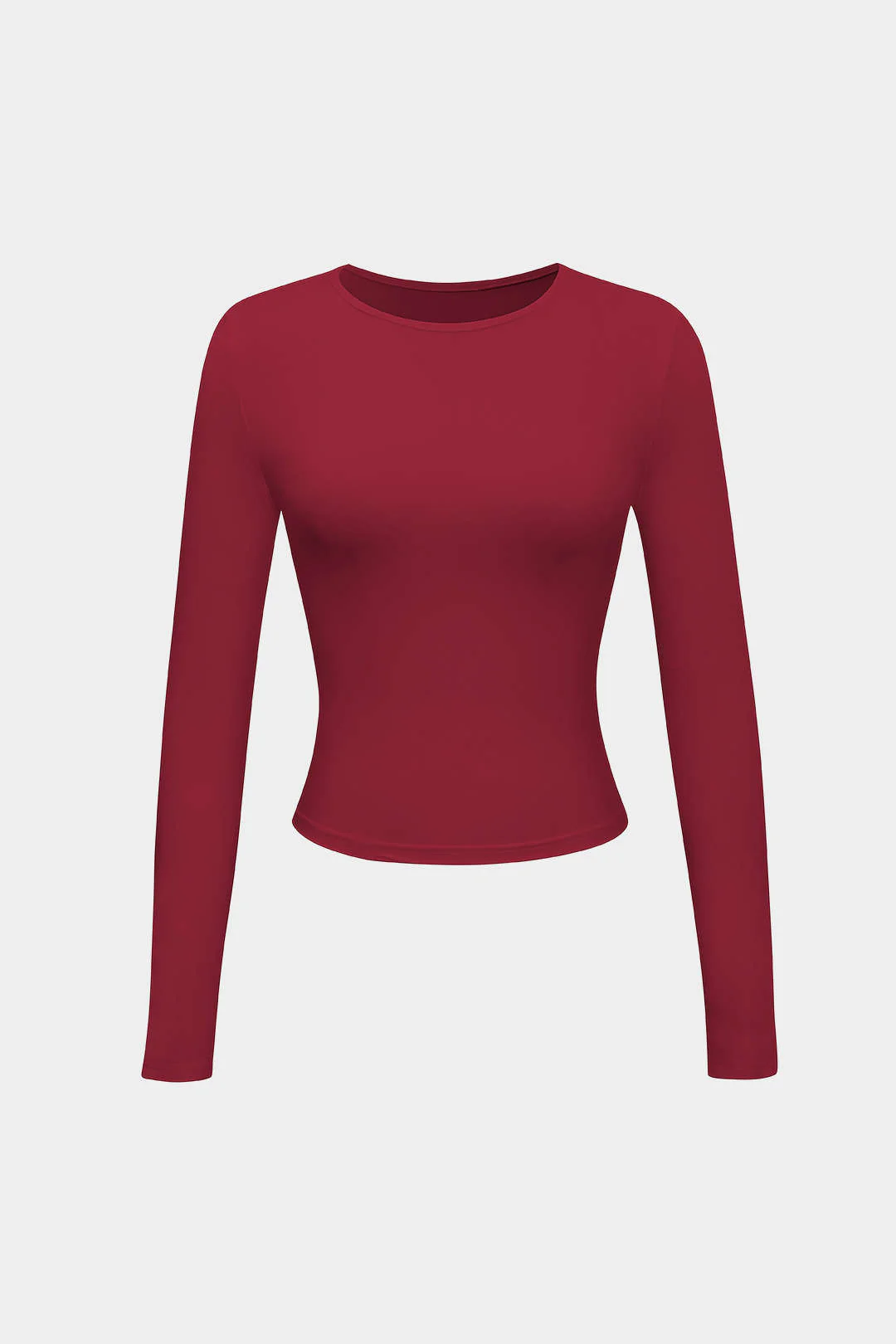 Basic Solid Round Neck Long Sleeve Top - Image 18