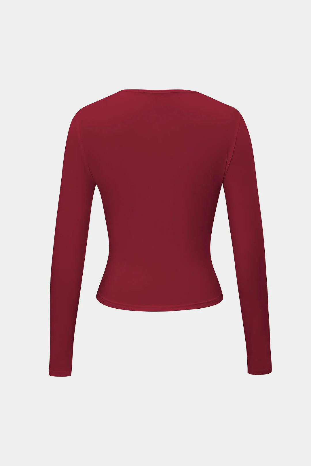 Basic Solid Round Neck Long Sleeve Top - Image 19