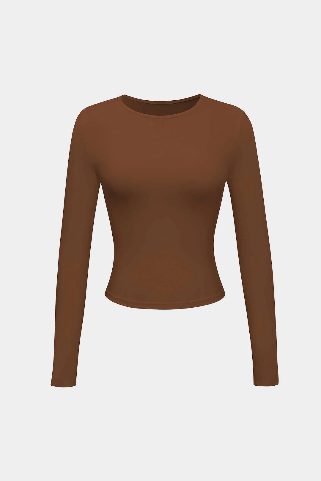 Basic Solid Round Neck Long Sleeve Top - Image 20