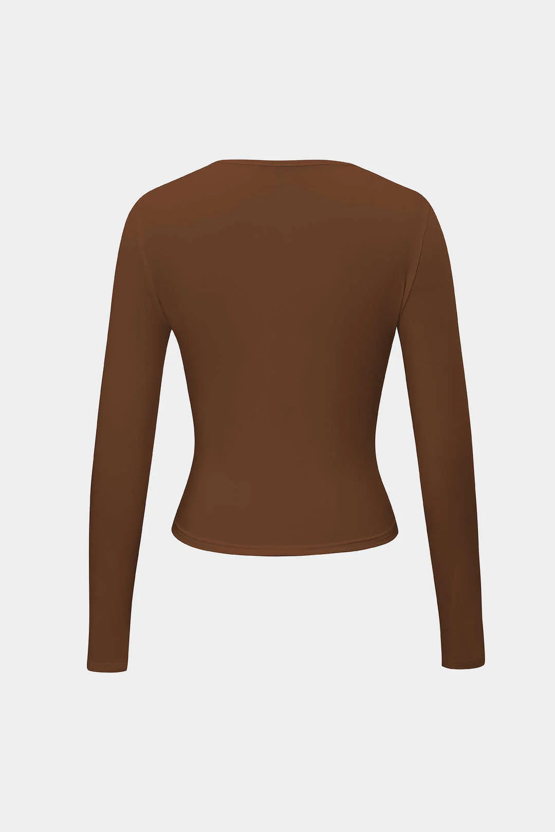 Basic Solid Round Neck Long Sleeve Top - Image 21
