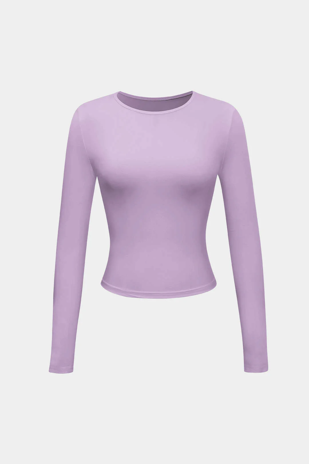 Basic Solid Round Neck Long Sleeve Top - Image 22