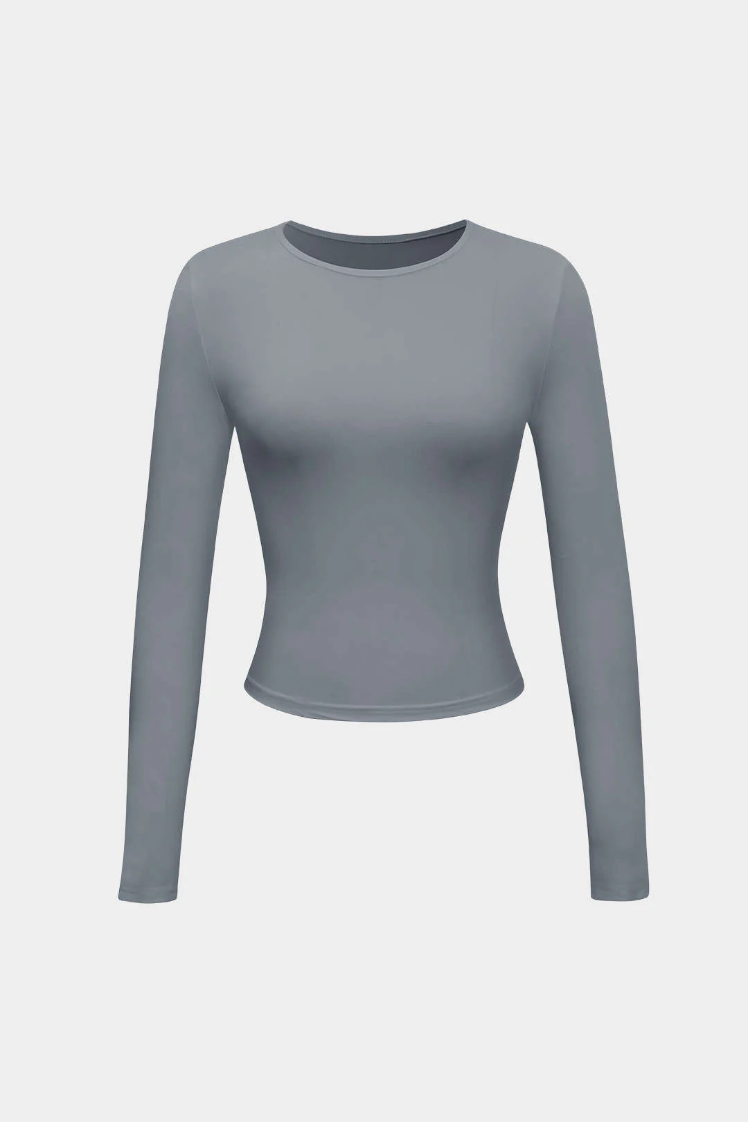 Basic Solid Round Neck Long Sleeve Top - Image 24