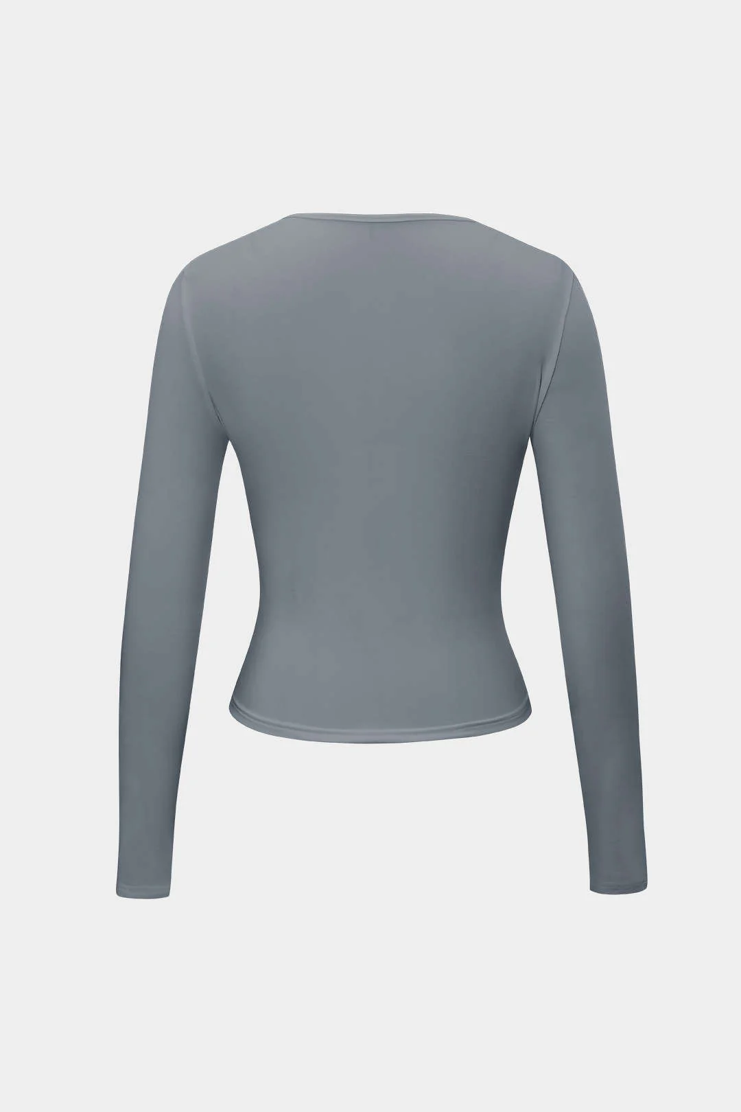 Basic Solid Round Neck Long Sleeve Top - Image 25