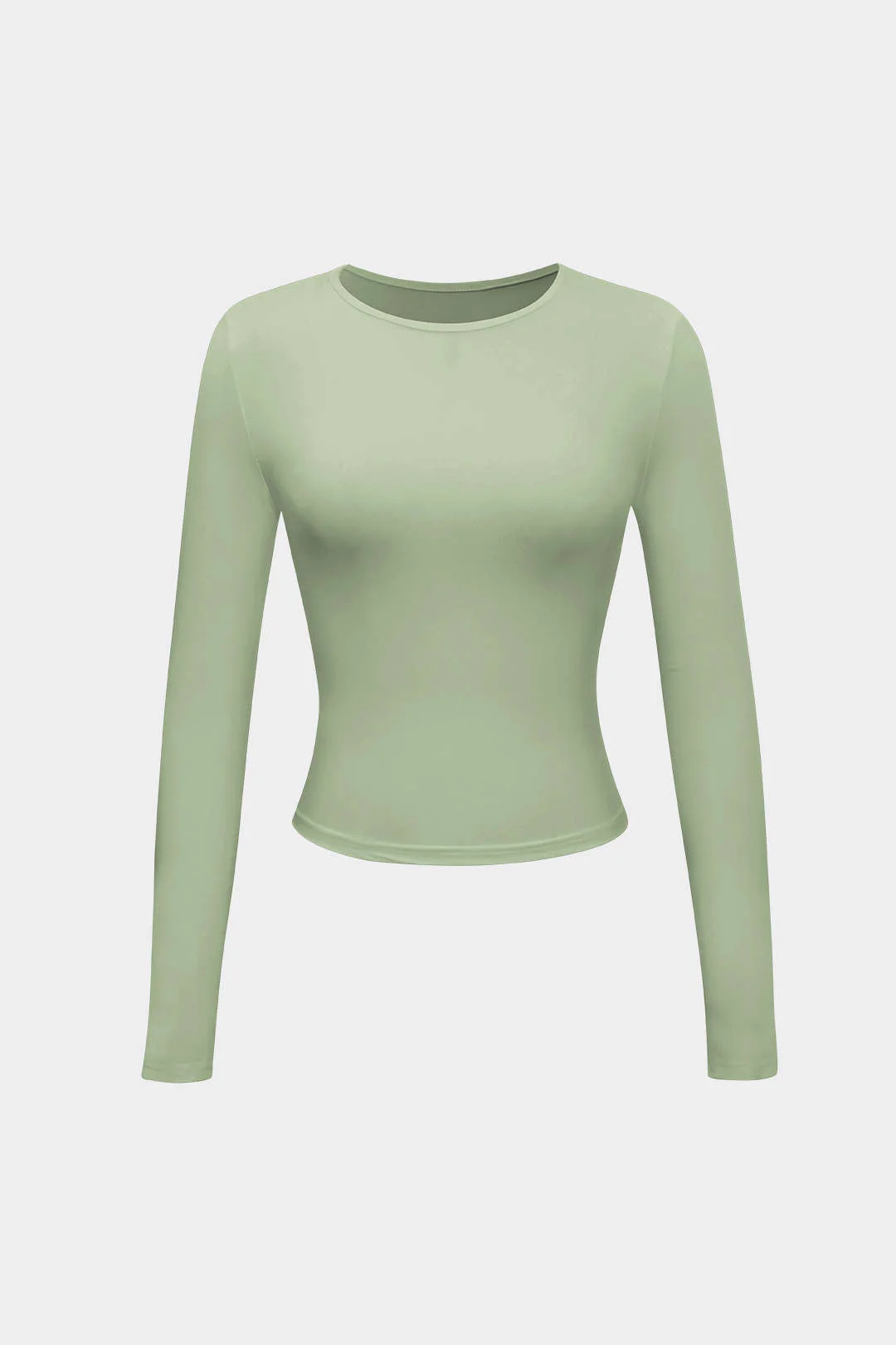 Basic Solid Round Neck Long Sleeve Top - Image 28