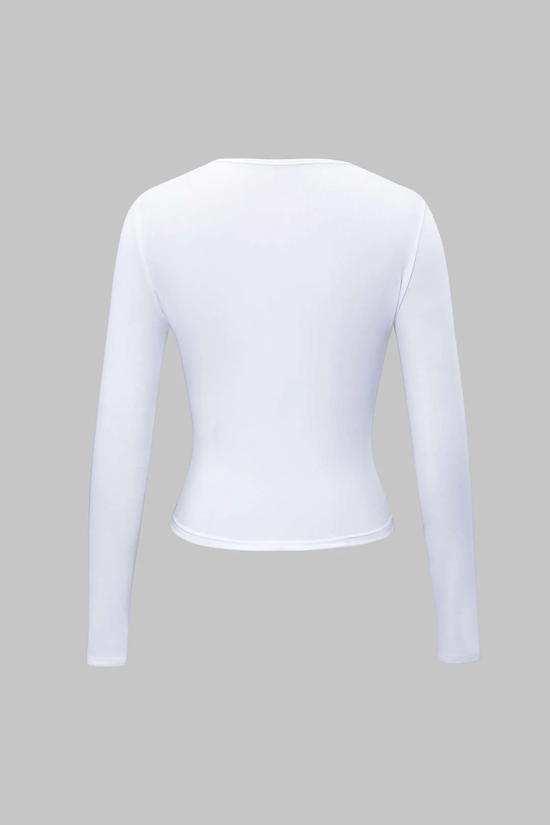 Basic Solid Round Neck Long Sleeve Top - Image 4