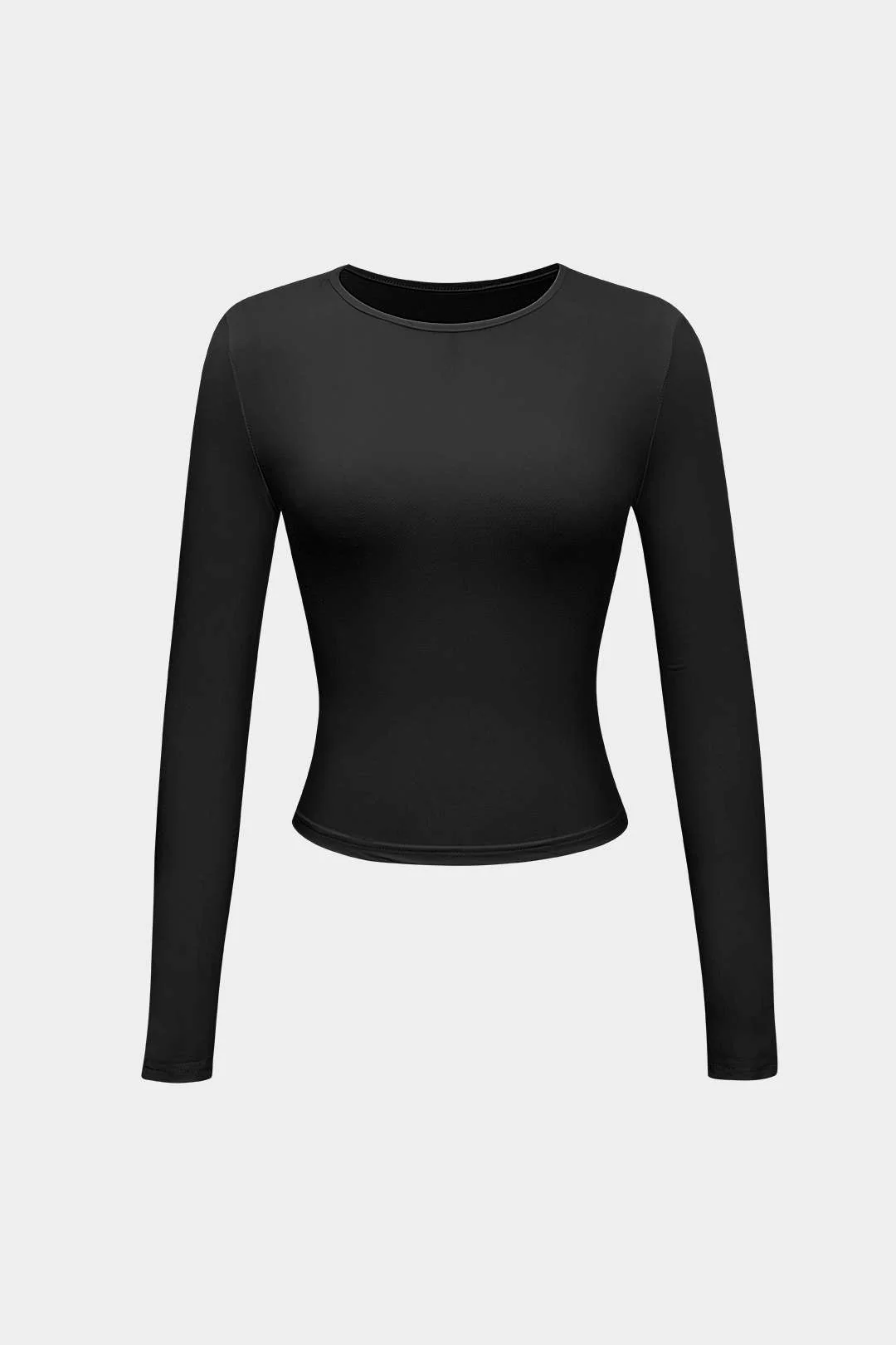 Basic Solid Round Neck Long Sleeve Top - Image 6