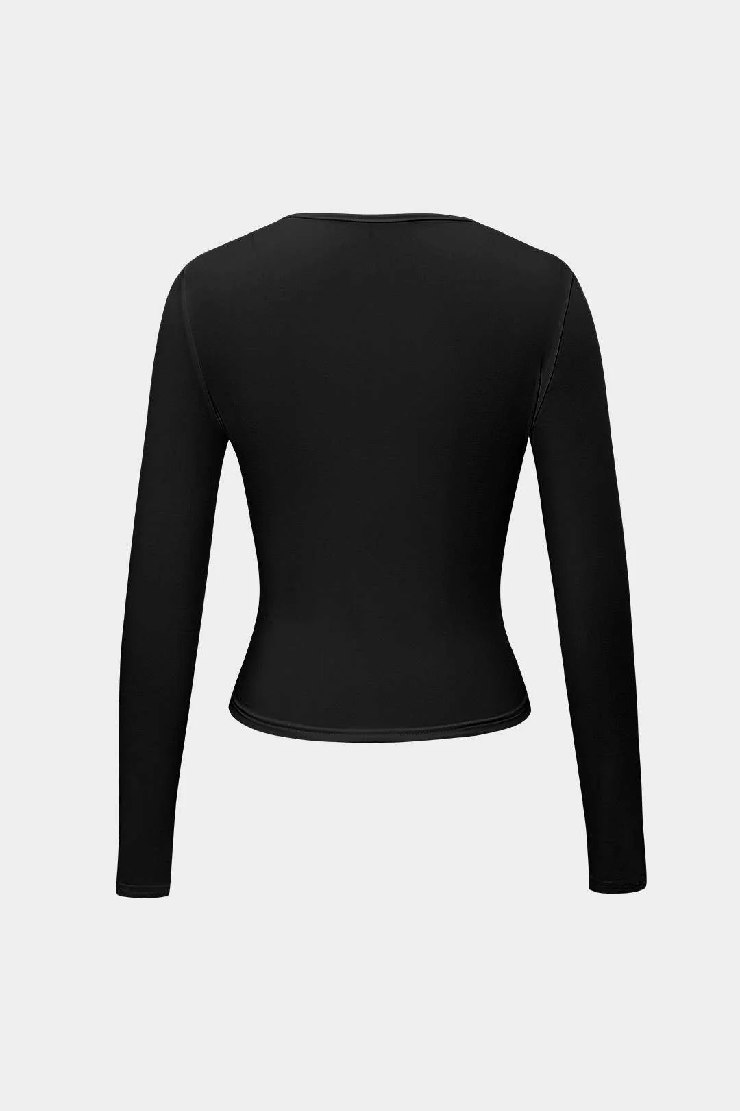 Basic Solid Round Neck Long Sleeve Top - Image 7
