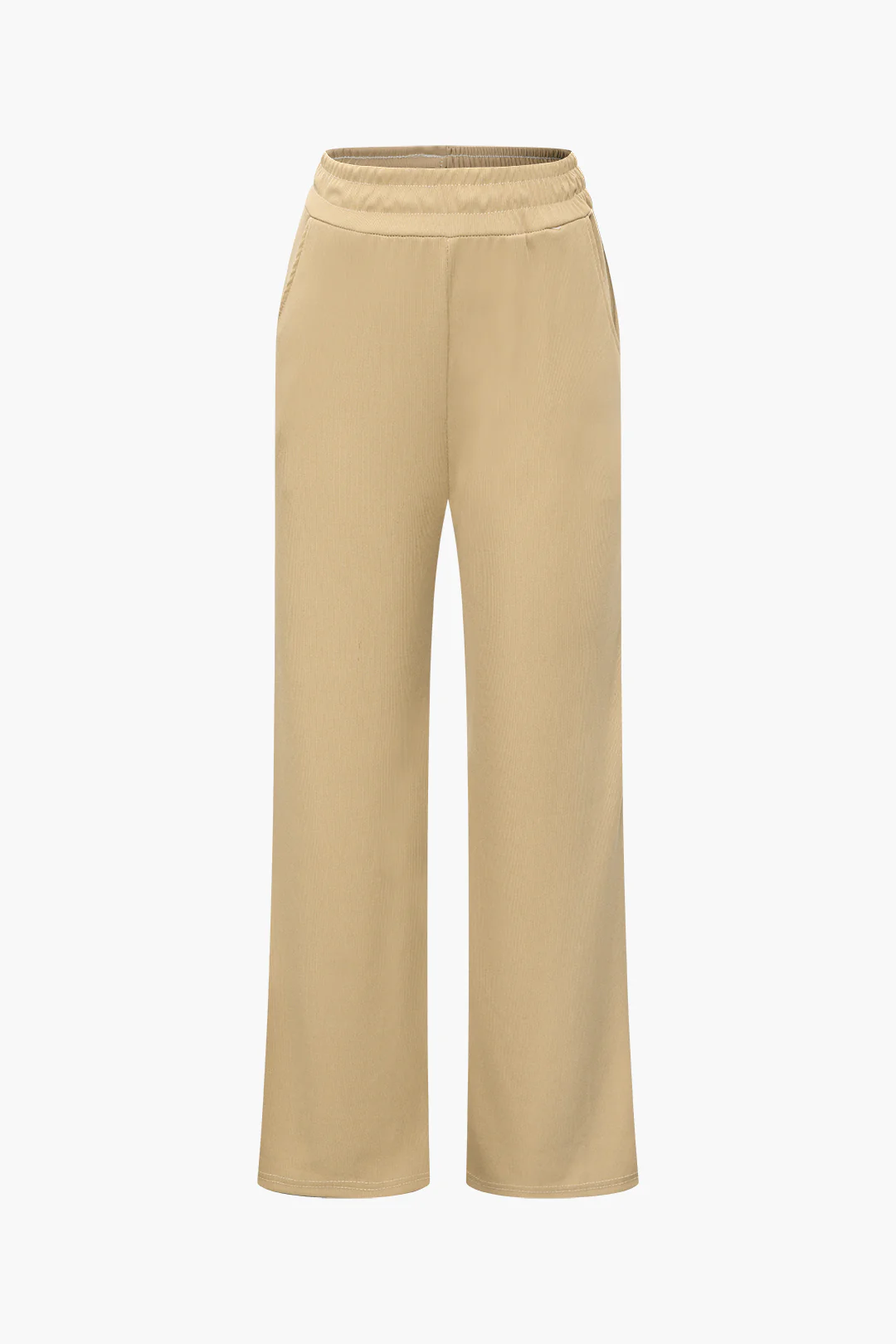 Off Shoulder Ruched Asymmetric Top And Straight Leg Pants Set - Image 3