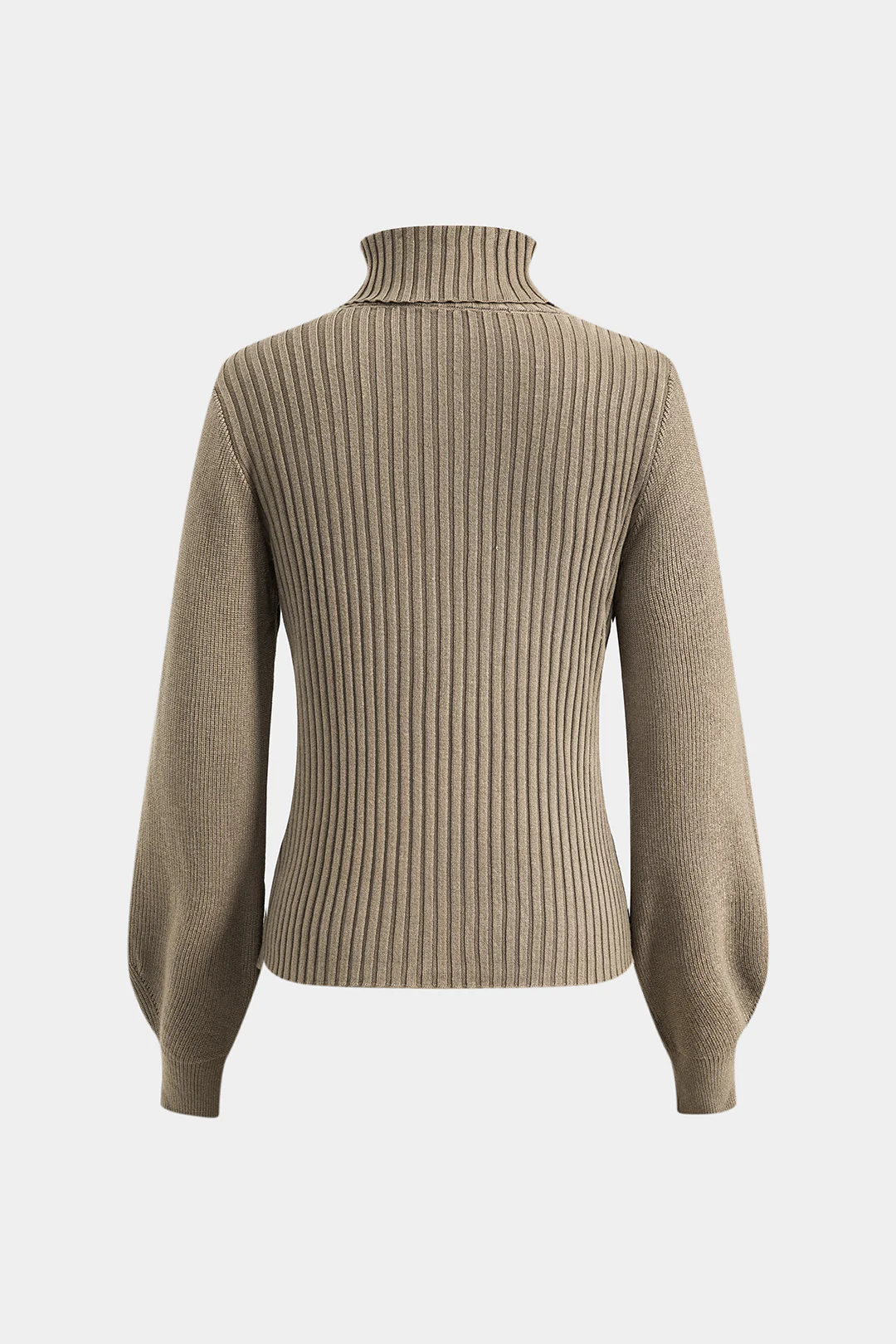 Cut Out Turtleneck Ribbed Long-Sleeve Top - Image 2