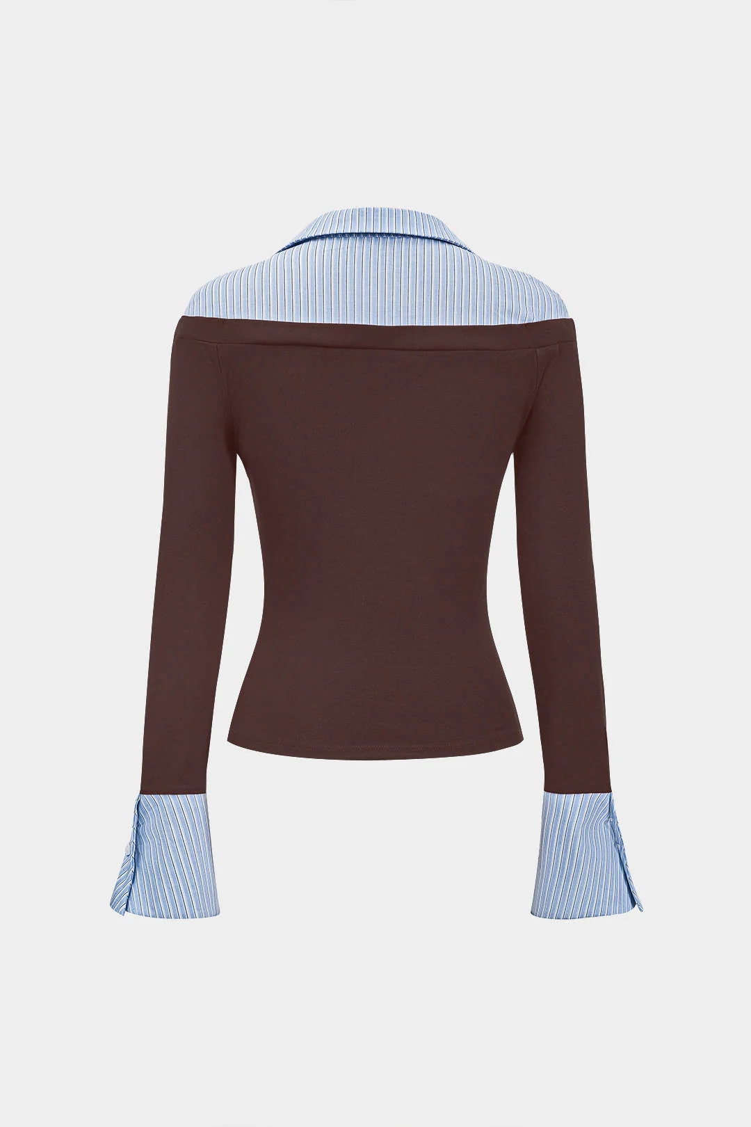 Stripes Print Patchwork Long-Sleeve Top - Image 2