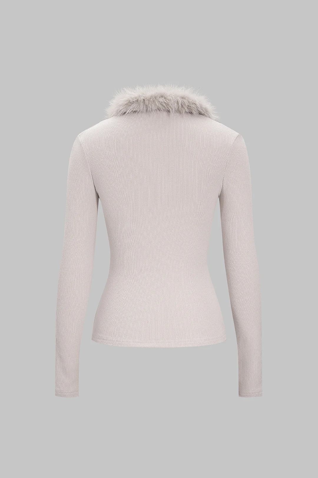 Faux Fur Patchwork Long-Sleeve Top - Image 2