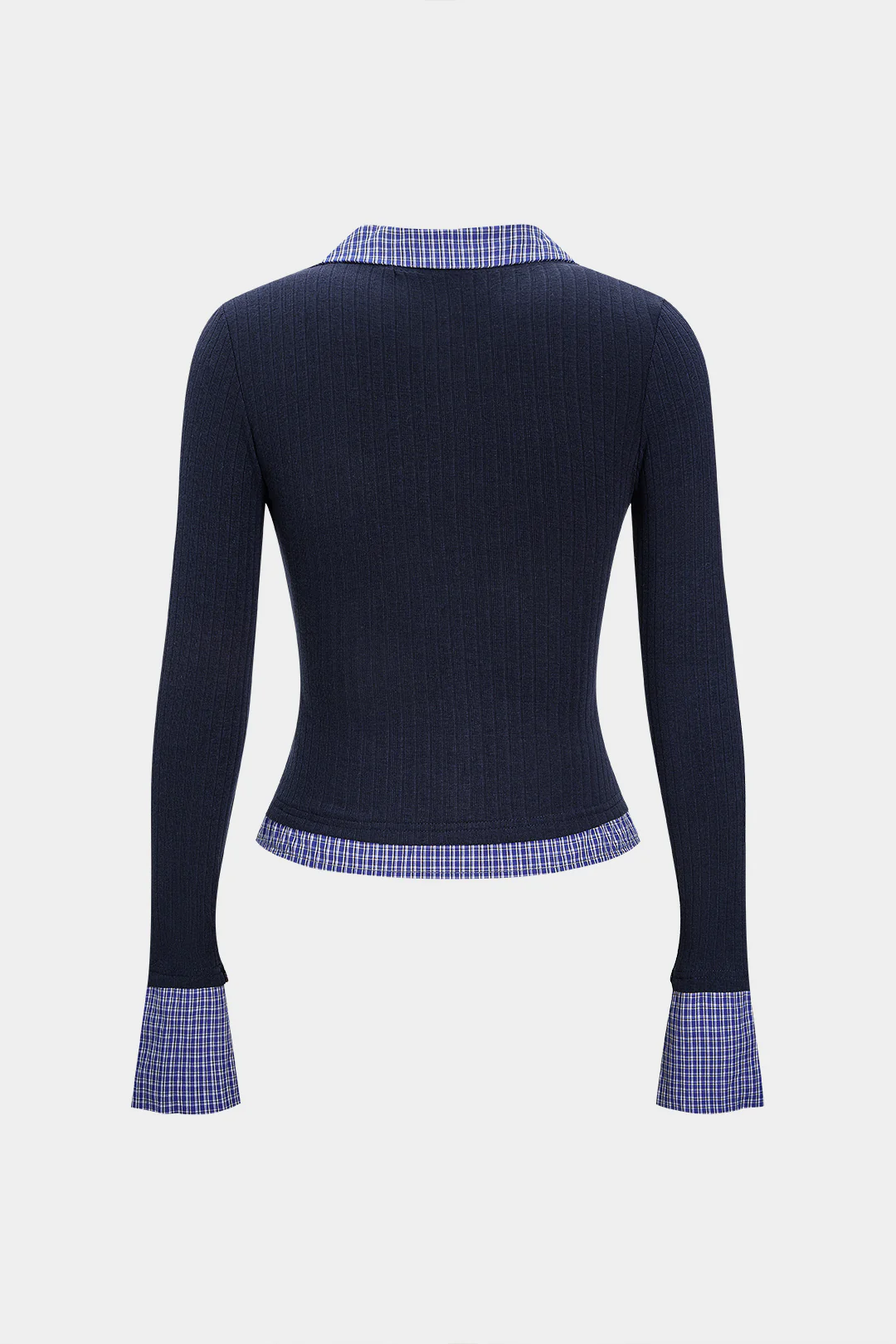 Lapel Patchwork Button Long-Sleeve Shirt - Image 2