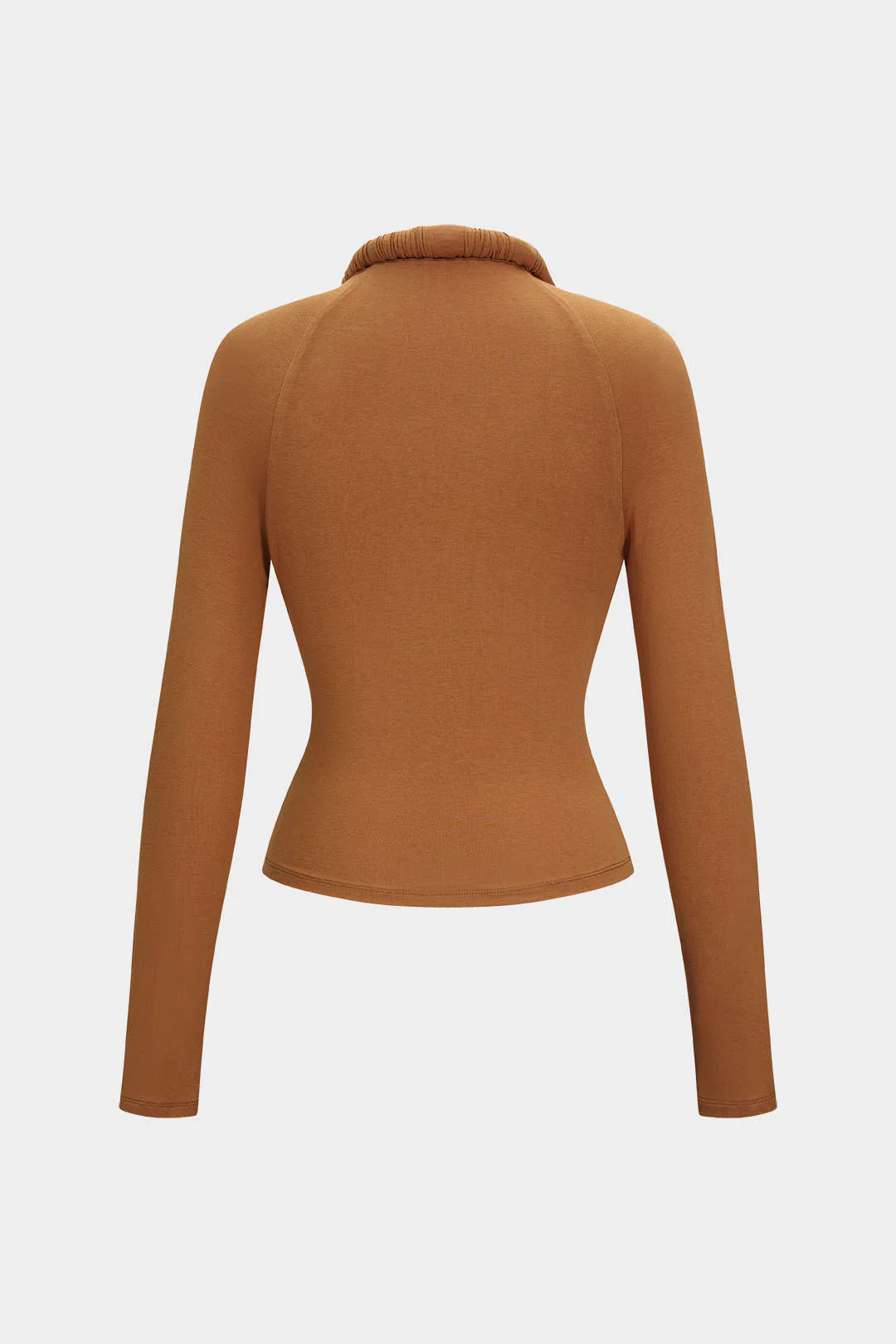 Ruched Draped Cowl Neck Long-Sleeve Top - Image 2