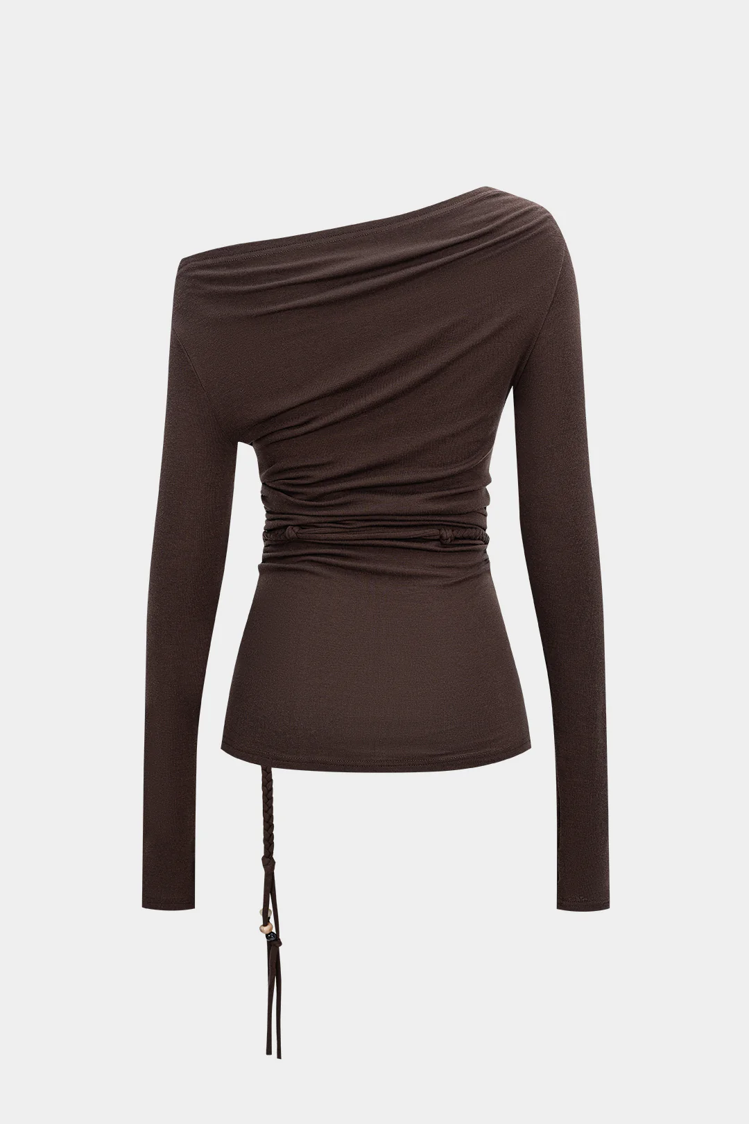 Asymmetrical Shoulder Braided Long-Sleeve Top - Image 2
