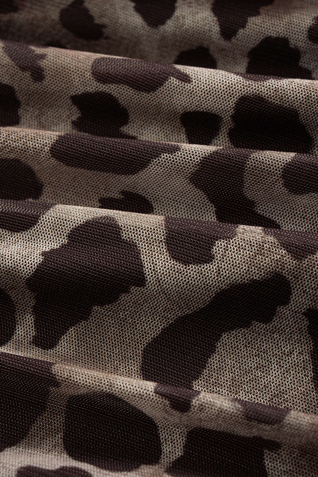 Mesh Leopard Print Asymmetrical Long-Sleeve Top - Image 3