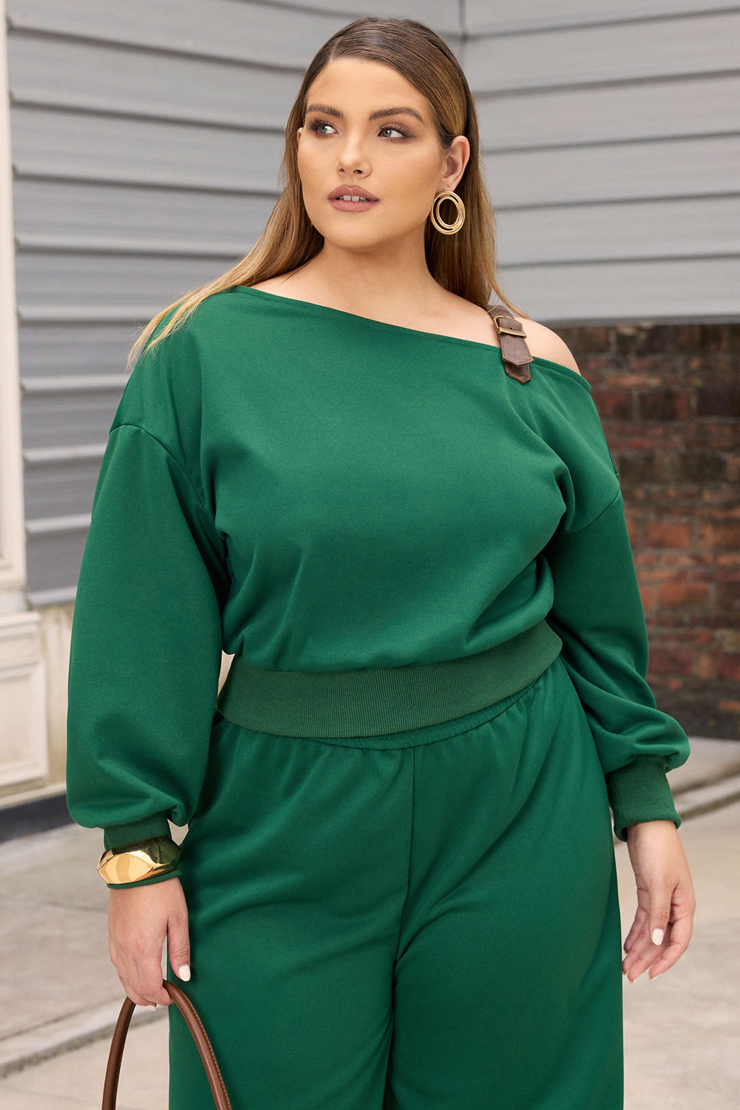 Plus Size Patchwork Asymmetrical Long Sleeve Sweatshirt - Image 3