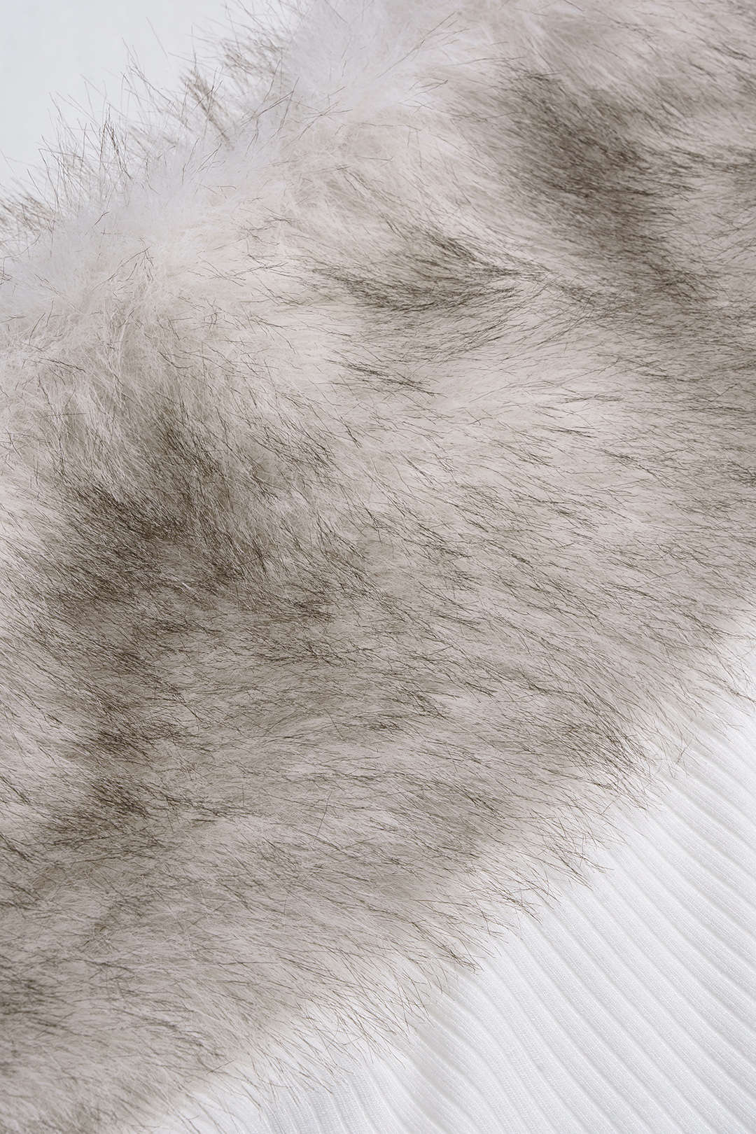 Faux Fur Patchwork Off-Shoulder Long-Sleeve Top - Image 3