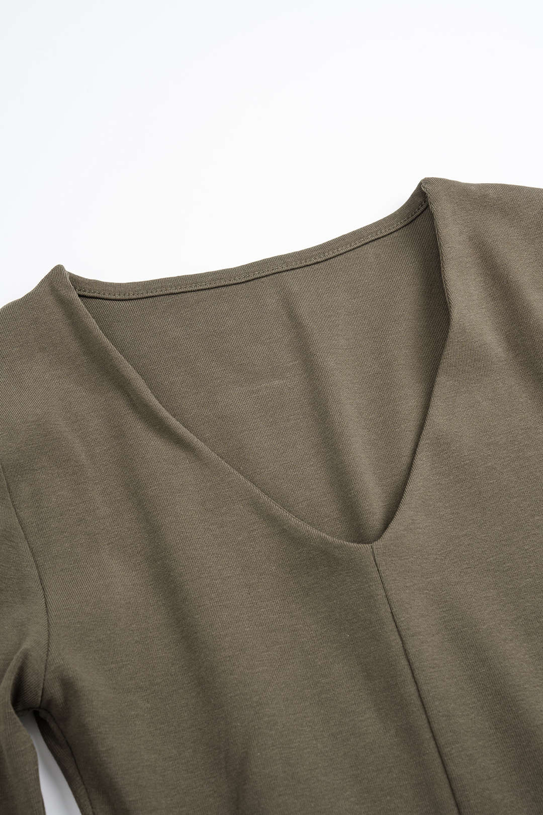 V-Neck Shoulder Pads Long-Sleeve Top - Image 4