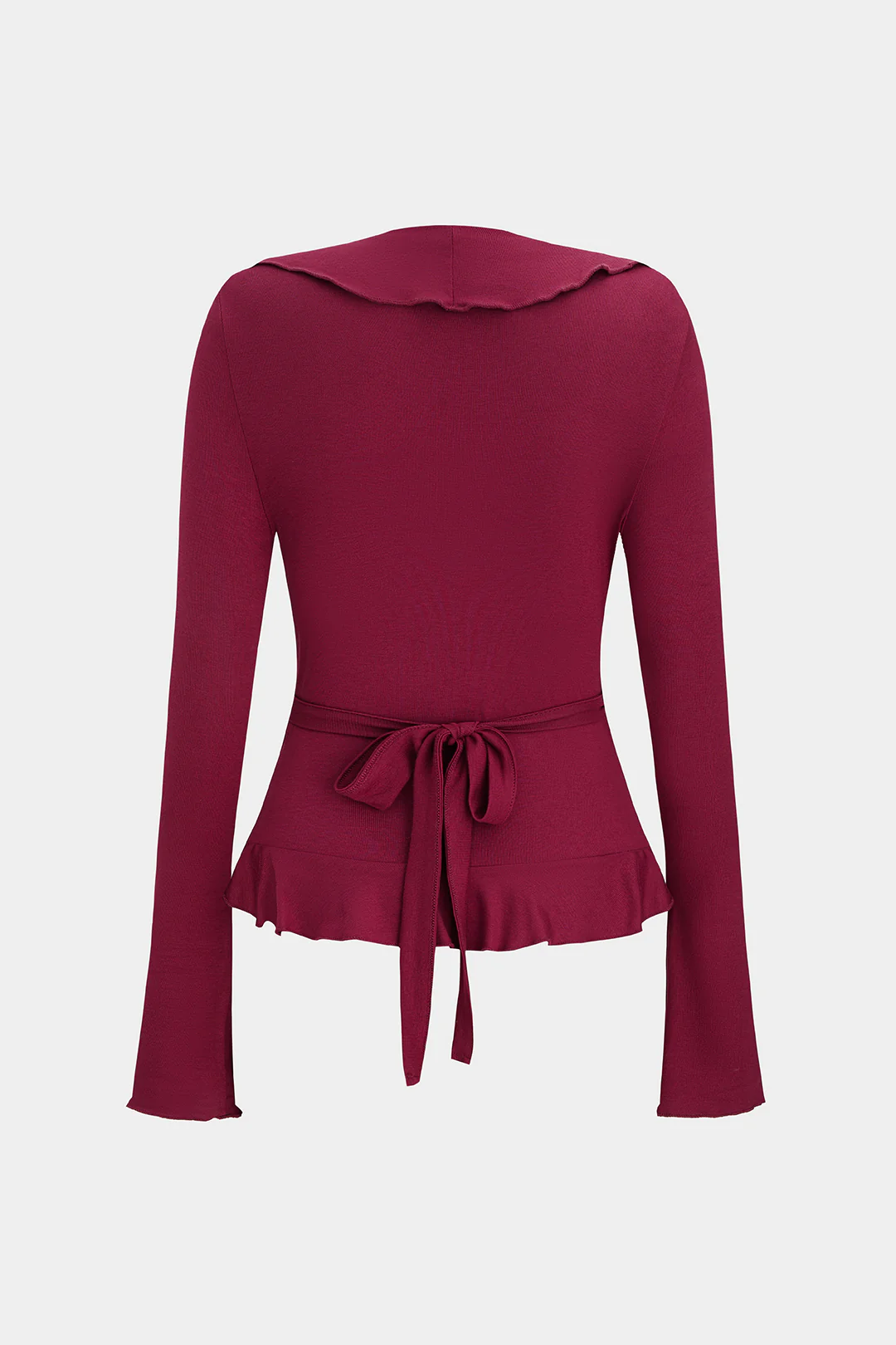 Ruffle V-Neck Tie Back Long-Sleeve Top - Image 2