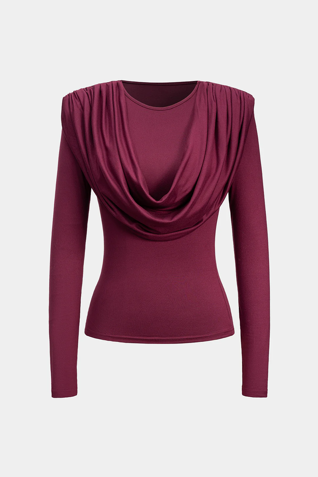 Ruched Round Neck Long-Sleeve Top