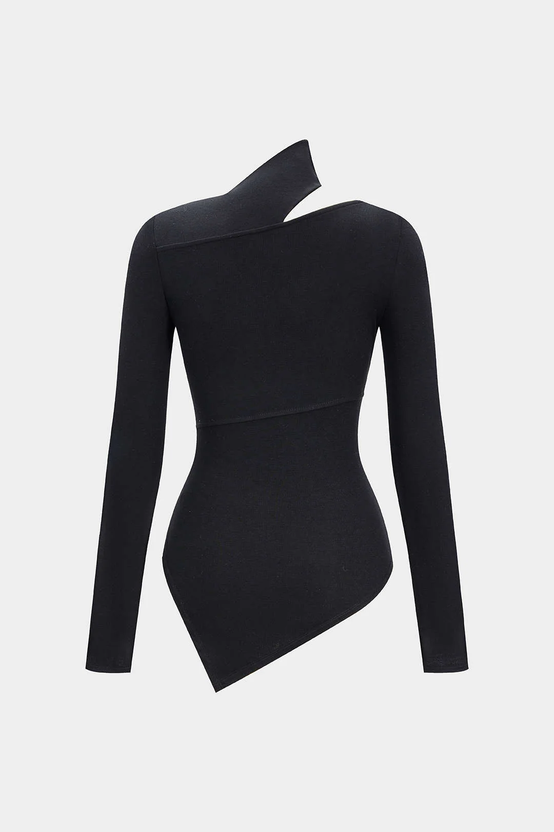 Metallic Ring Asymmetrical Long-Sleeve Top - Image 2