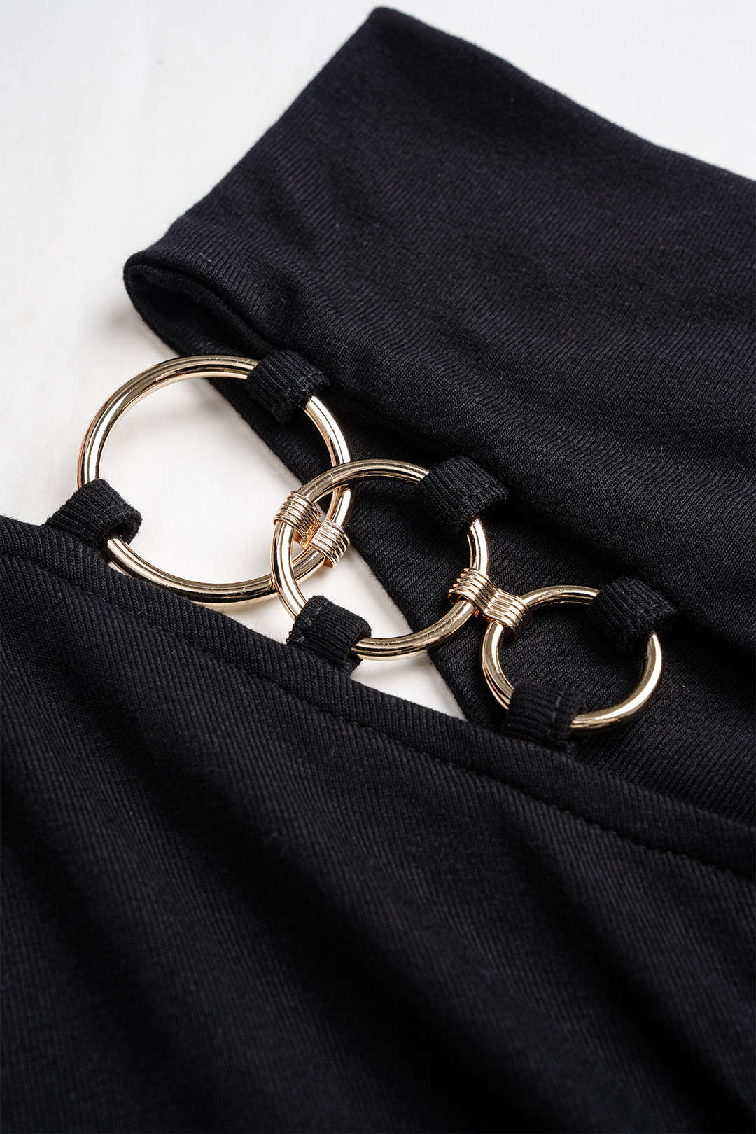 Metallic Ring Asymmetrical Long-Sleeve Top - Image 3