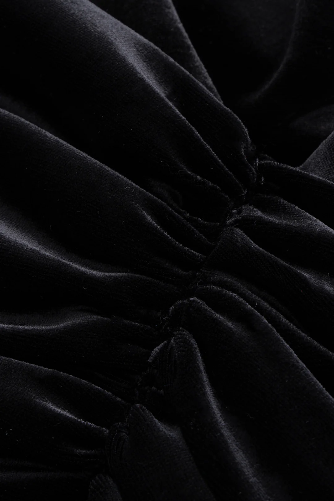 Mock Neck Velvet Ruched Zipper Long Sleeve Mini Dress - Image 3