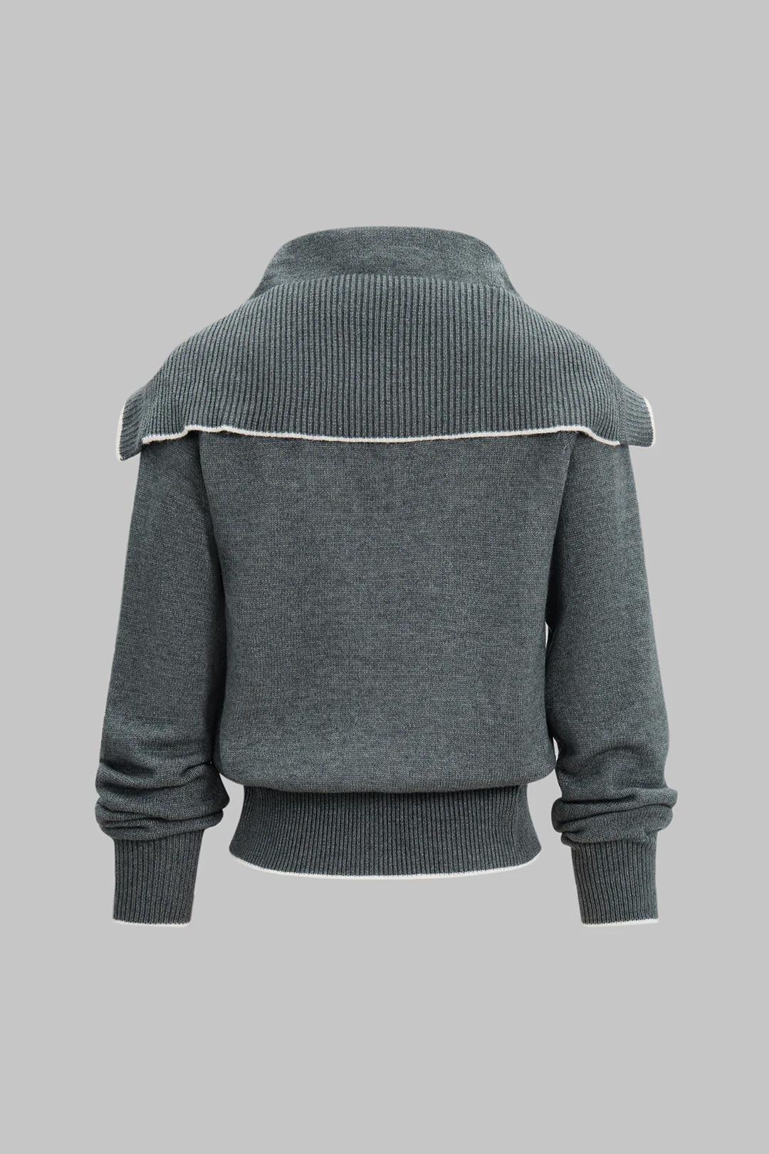 Wool Sailor Collar Button Long-Sleeve Top - Image 2