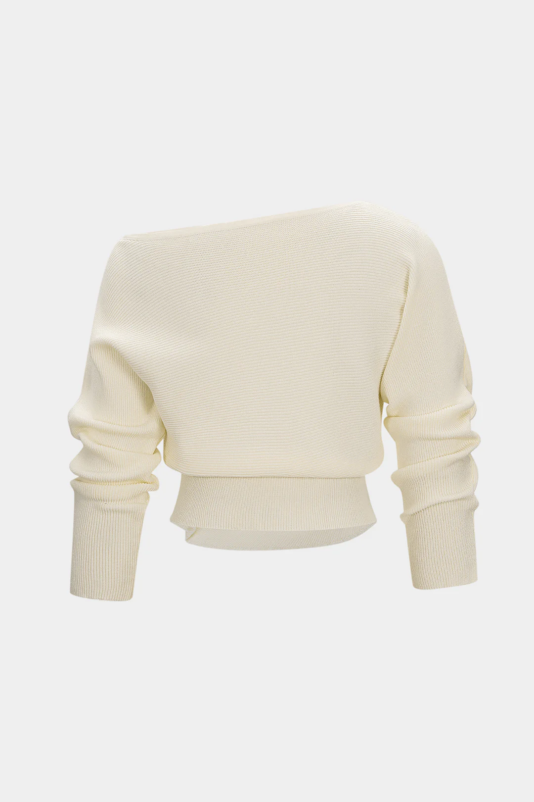 Asymmetrical Ruched Batwing Long-Sleeve Top - Image 2